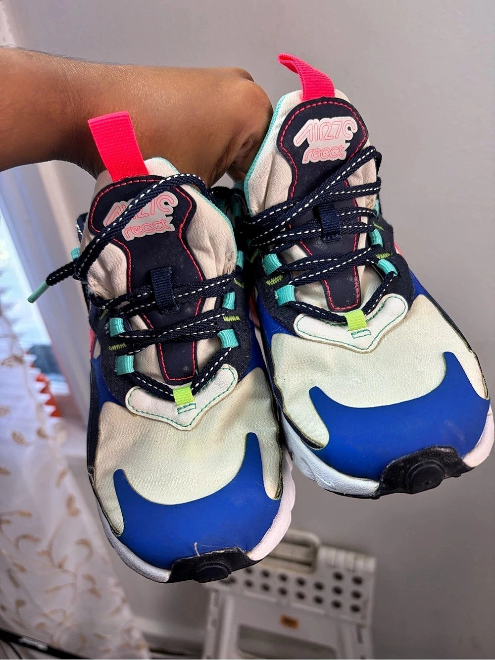 Nike Air Max 270 React Color Block Sneakers Blue & Green US 7.5